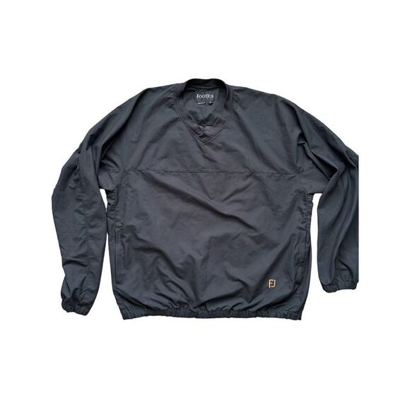 FootJoy FJ Men's Pullover Black V Neck Golf Jacket Windbreaker Size Large L - Picture 1 of 6